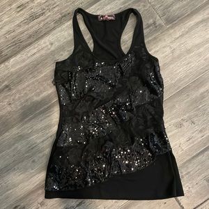 Sequin and Lace Tiered Tank